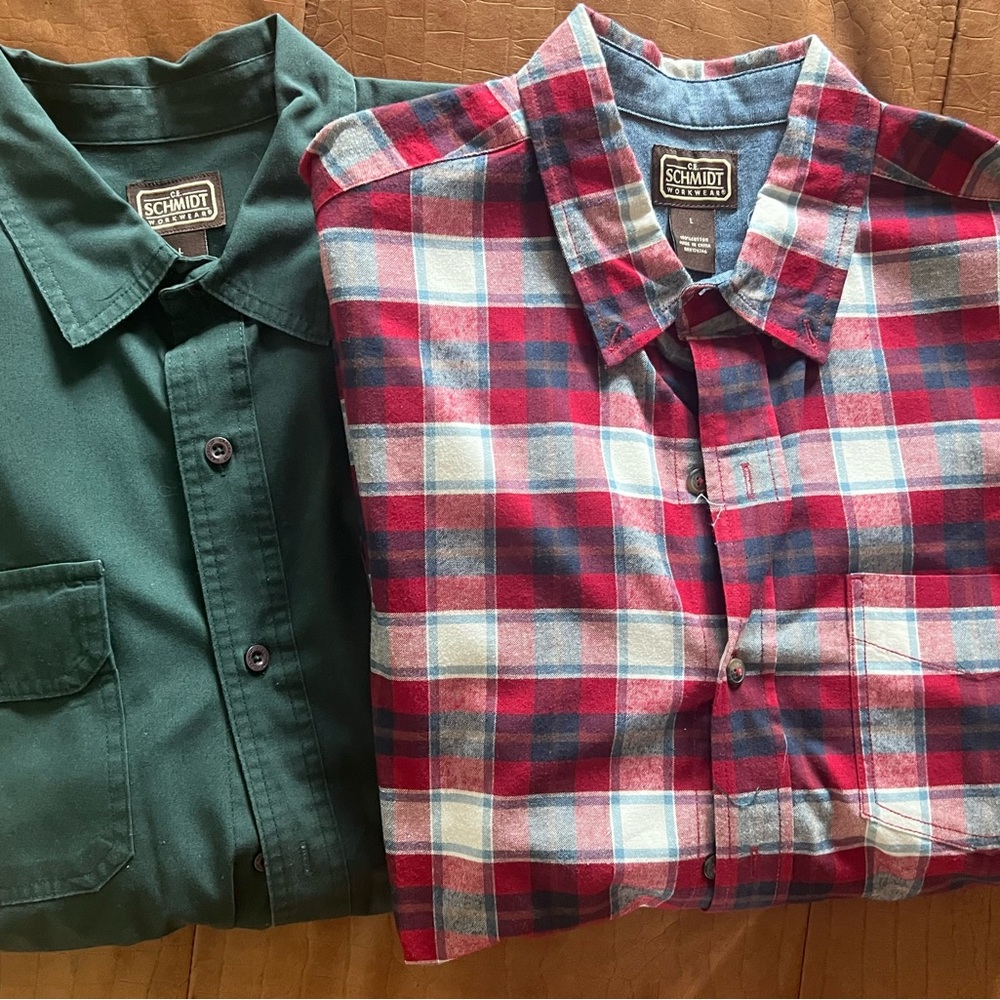 2 shirt bundle—CE Schmidt Workwear men’s shirts, size L, button down